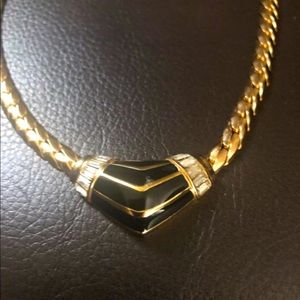 Christian Dior Vintage 1980s gold tone Rhinestone pendant necklace
